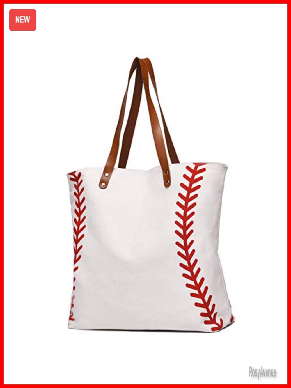Large Canvas Baseball Tote Bag Utility Top Handle Shoulder Travel Beach